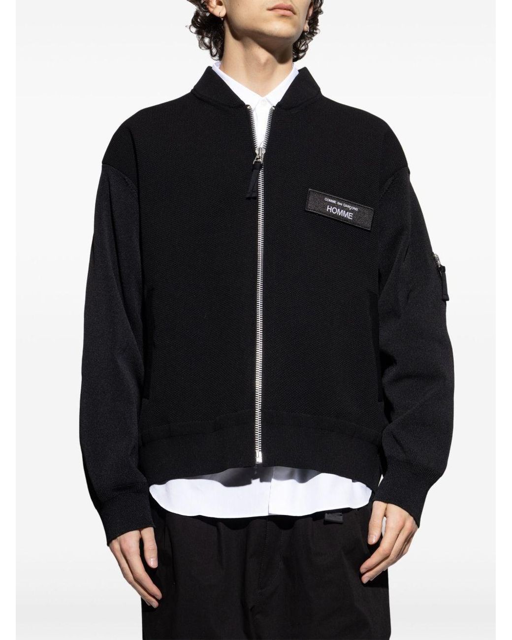Comme des Garçons Black Bomber Jacket With Logo Patch for men
