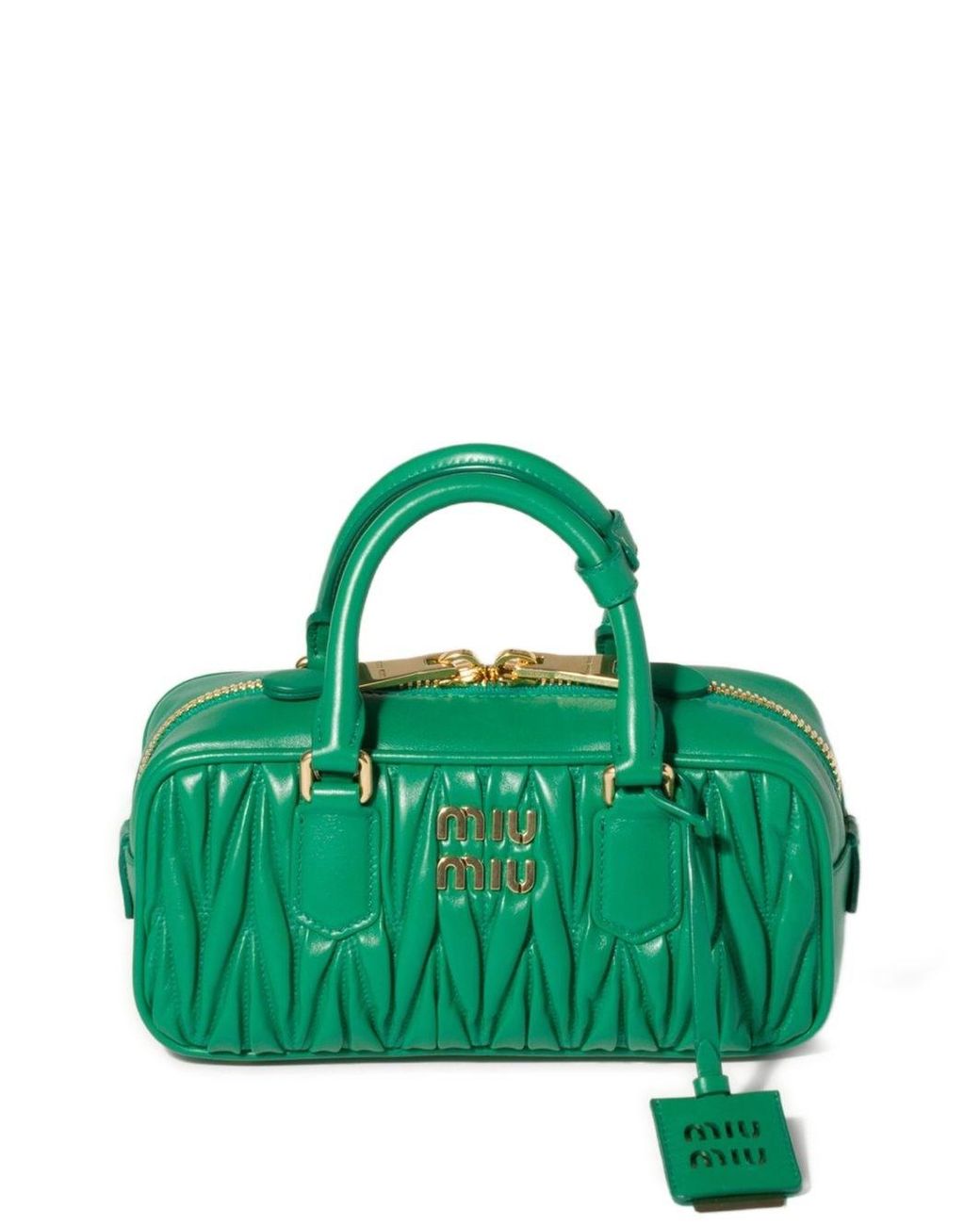 Miu Miu Green Matelassé Leather Tote Bag