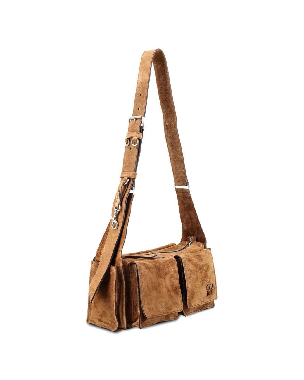 Miu Miu Brown Utilitaire Suede Leather Crossbody Bag