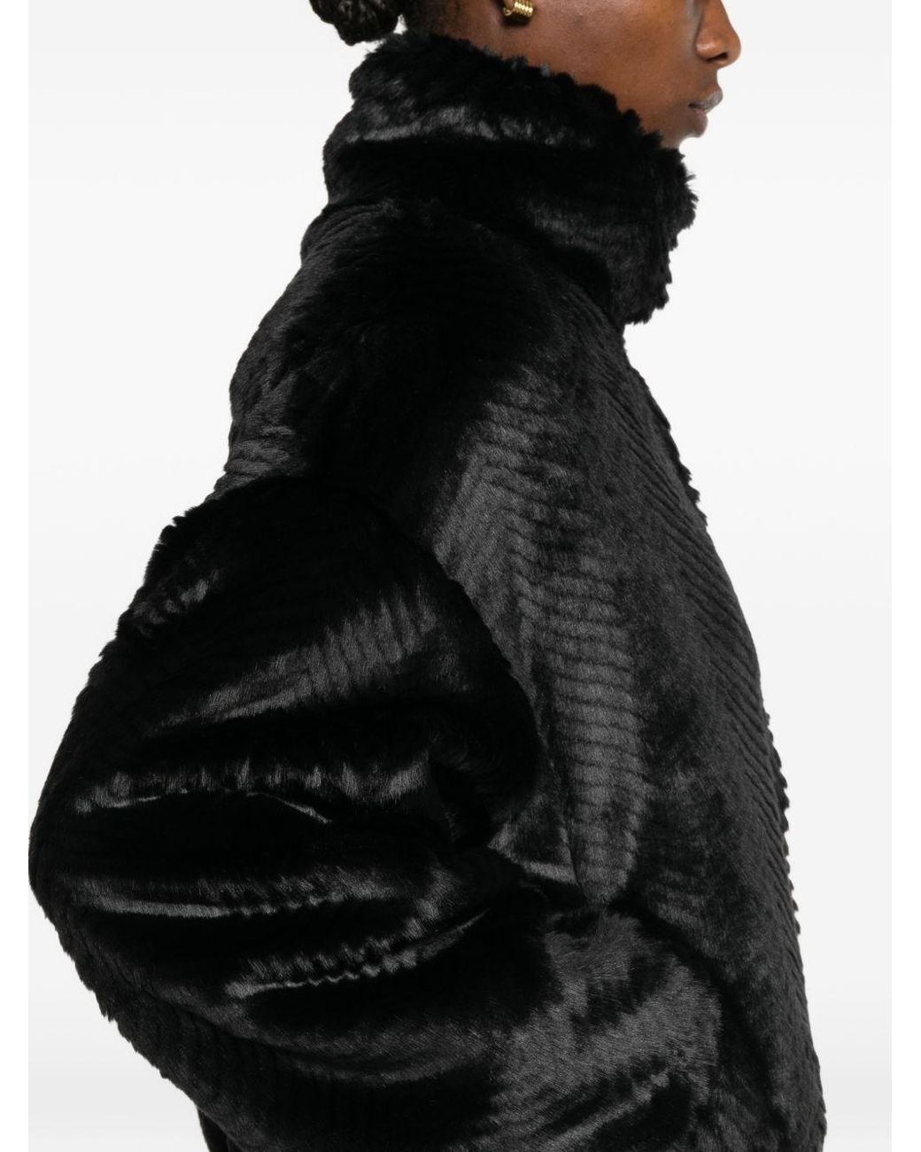 Forte_forte Black Faux Fur Bomber Jacket