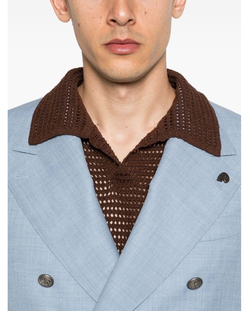 Gabriele Pasini Blue Double-Breasted Blazer for men