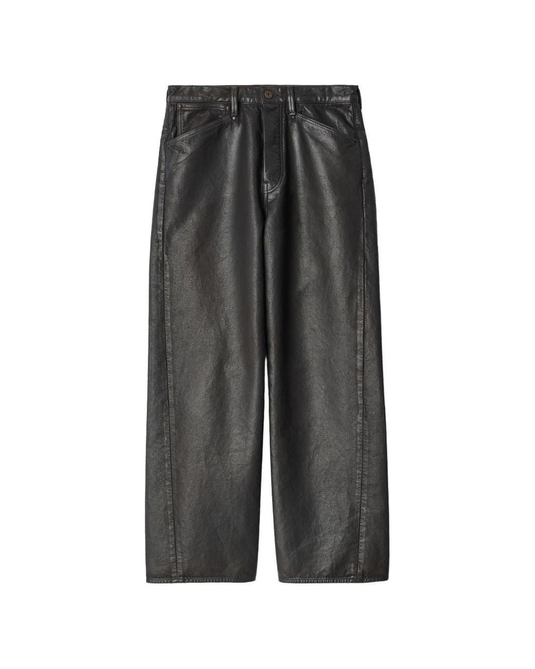Lemaire Gray Leather Straight Leg Trousers for men