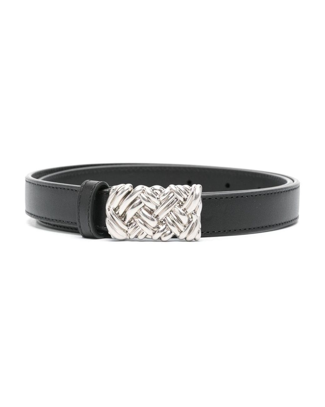 Bottega Veneta Black Intreccio Leather Belt