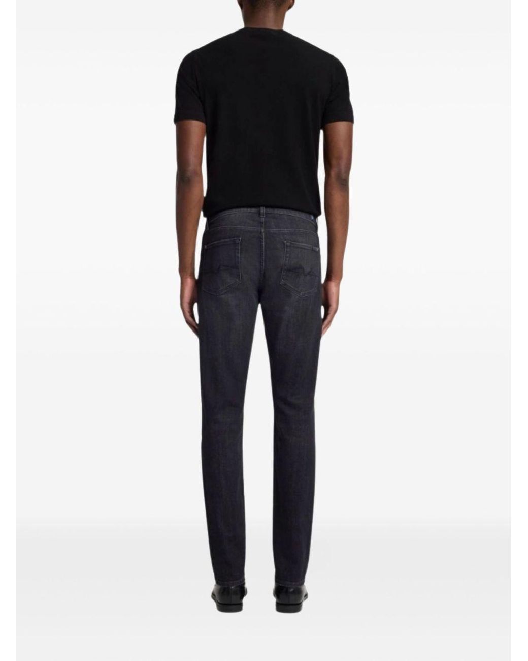 7 For All Mankind Blue Stretch Cigarette Trousers for men