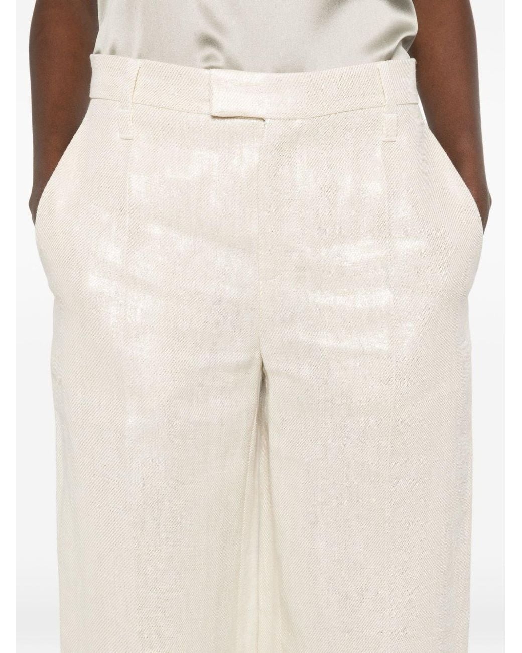 Brunello Cucinelli White Linen Trousers