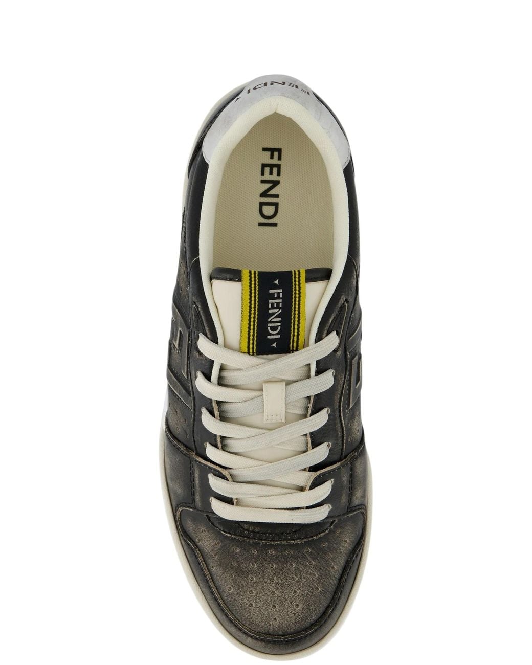Fendi Black Distressed-Effect Ff Logo Sneakers for men