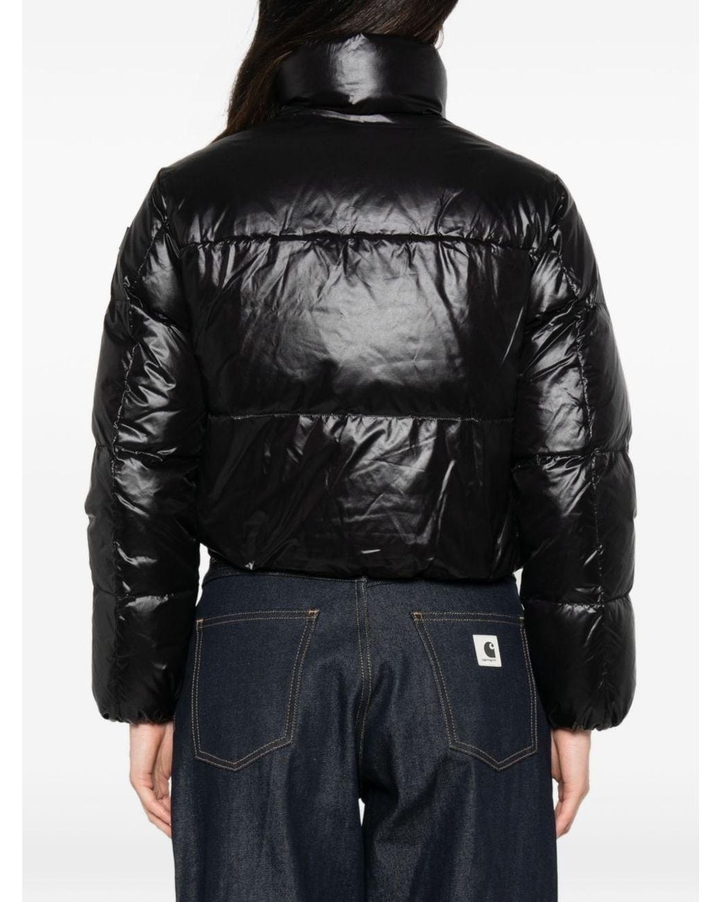 Peuterey Black Lamine Cropped Down Jacket