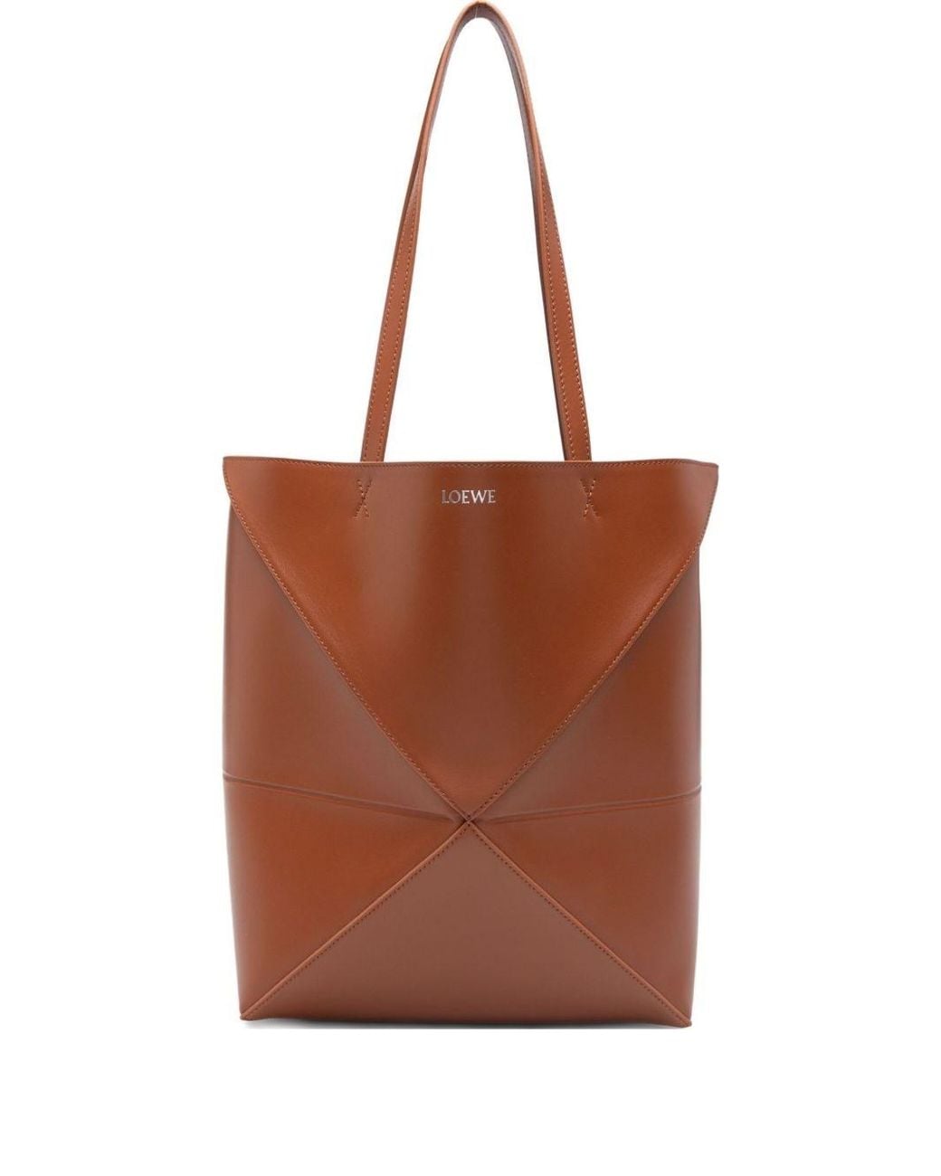 Loewe Brown Puzzle Fold Medium Leather Tote