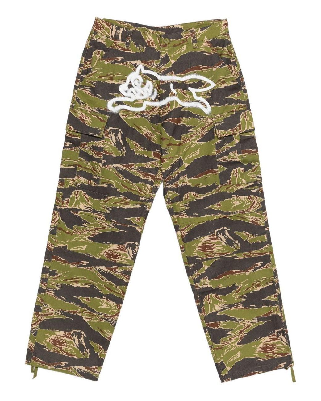 ICECREAM Green Cotton Cargo Trousers for men
