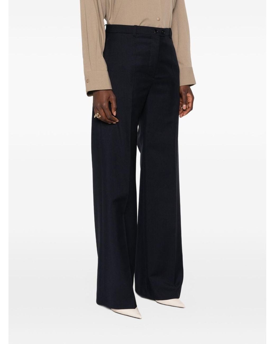 Jil Sander Blue Wool Straight Trousers