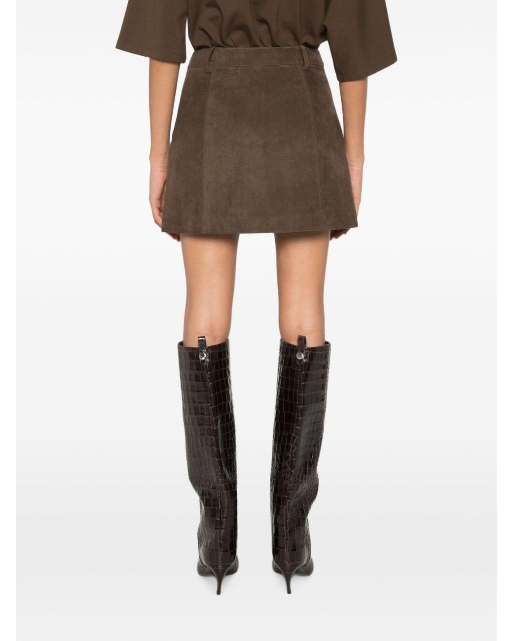 DUNST Brown Suede Effect Mini Skirt