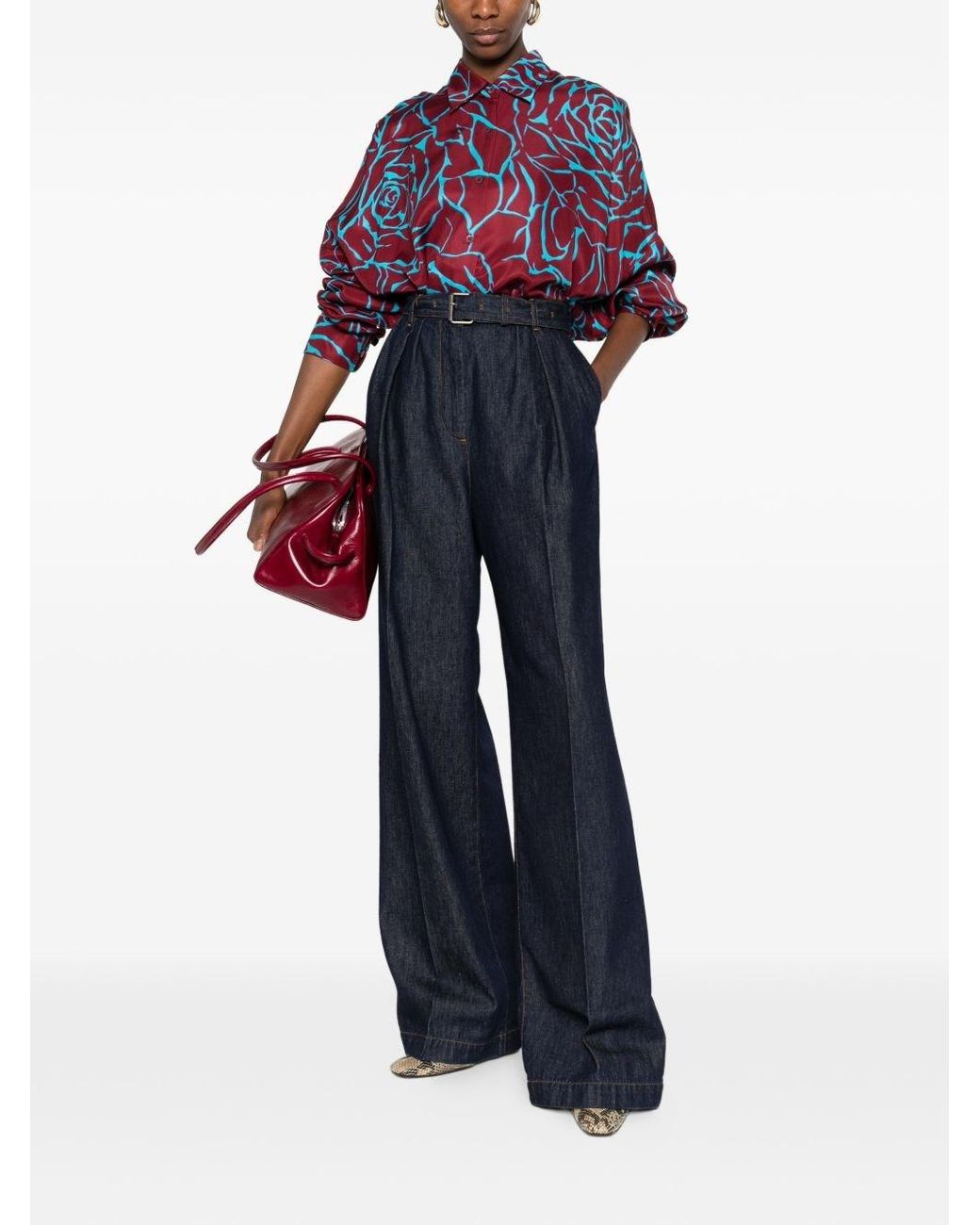 Dries Van Noten Blue Peaches Cotton Trousers