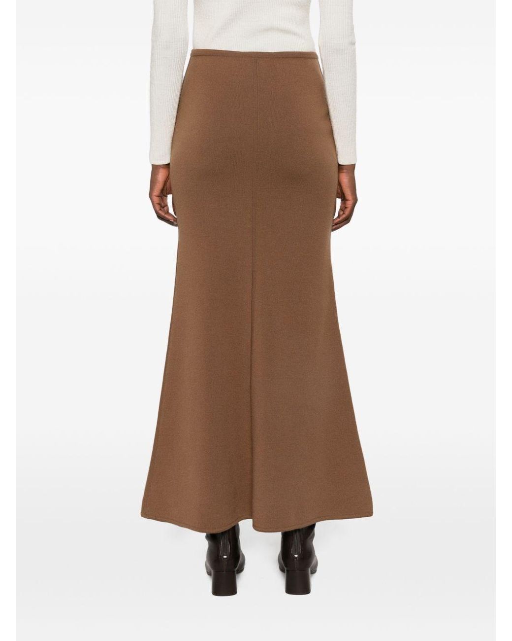 Max Mara Brown Wool And Cashmere Long Skirt