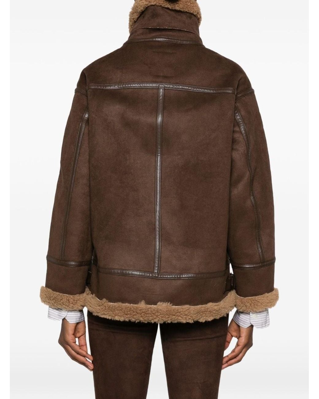 Molliolli Brown Velin Faux Leather Jacket By