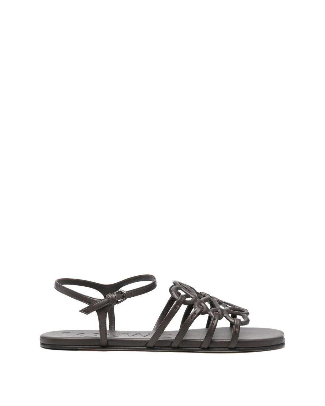 Loewe White Petal Anagram Leather Sandals