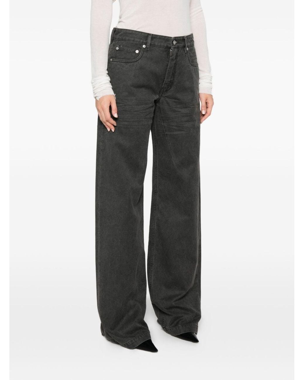 Rick Owens Gray Wide-Leg Denim Jeans