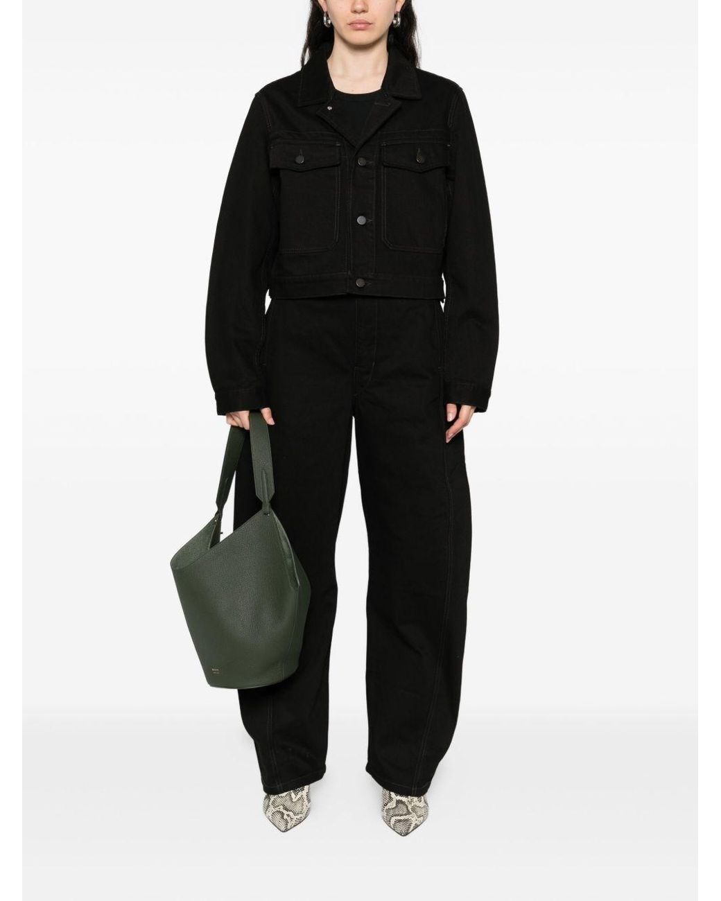 Lemaire Black Twisted Cotton Jeans