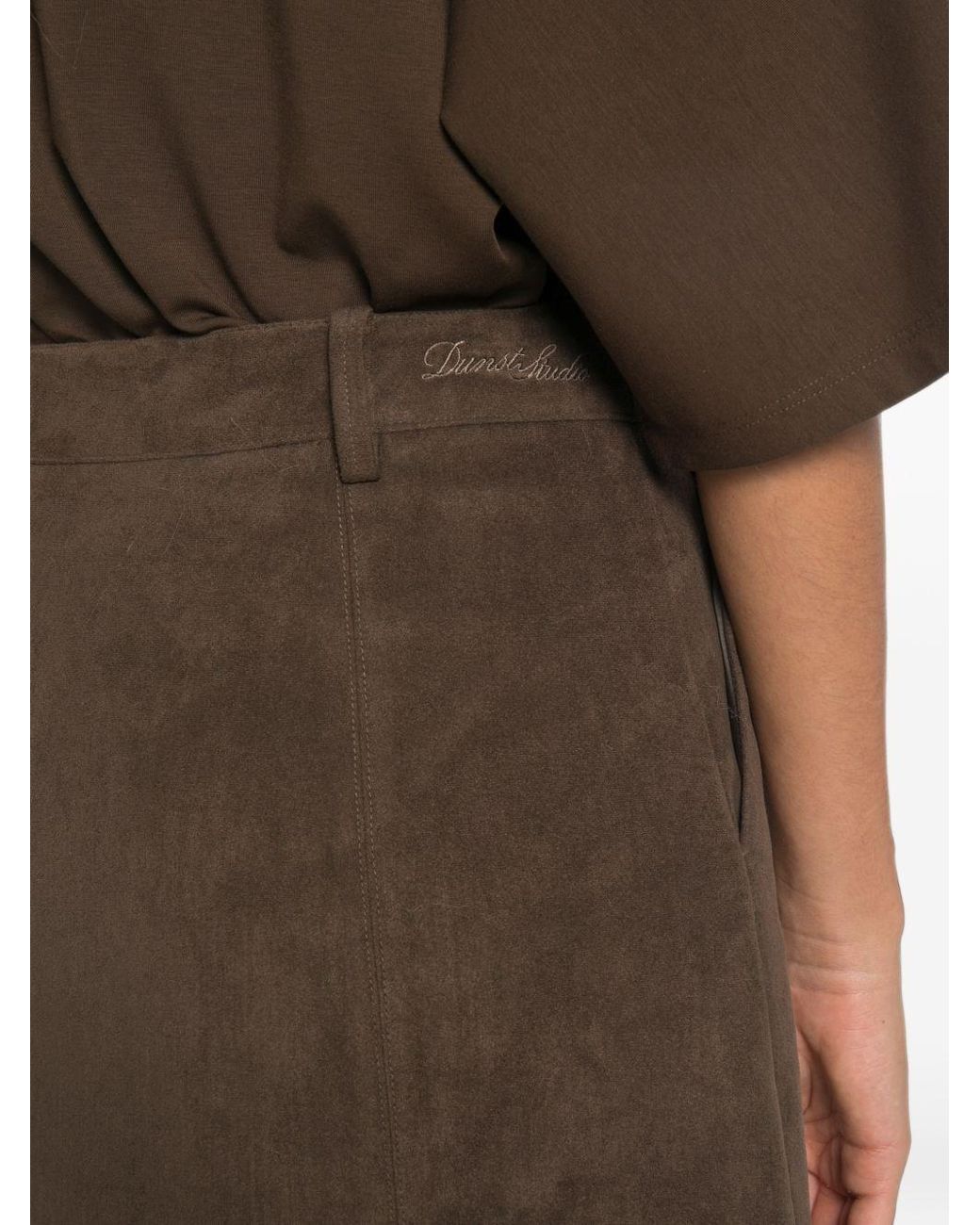 DUNST Brown Suede Effect Mini Skirt