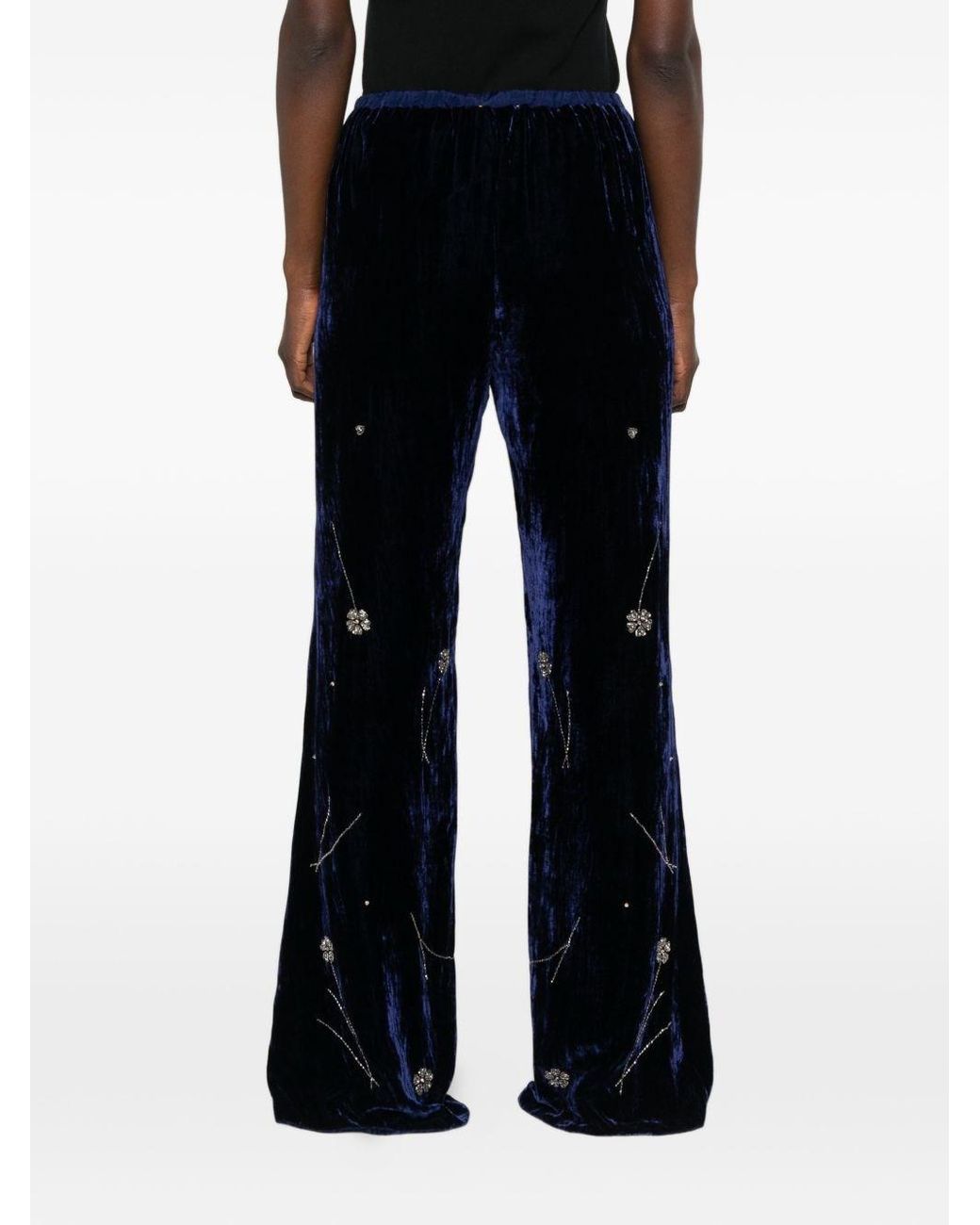 Forte_forte Black Embroidered Velvet Trousers