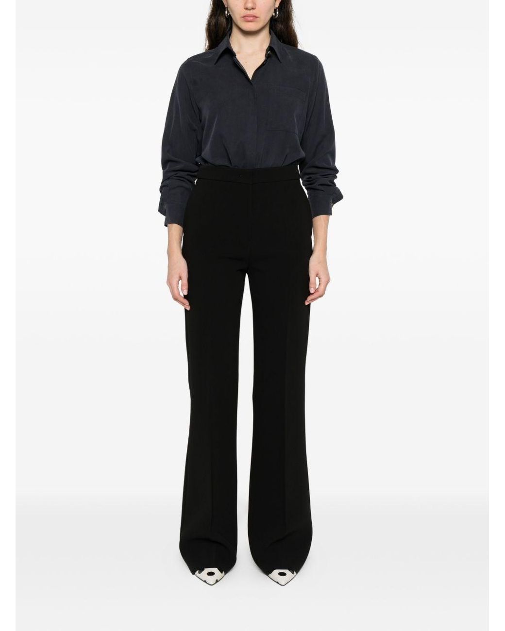Max Mara Black Flared Leg Trousers