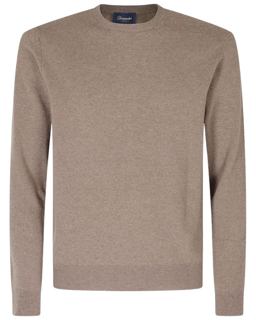 Drumohr Brown Crewneck Knitted Sweater for men