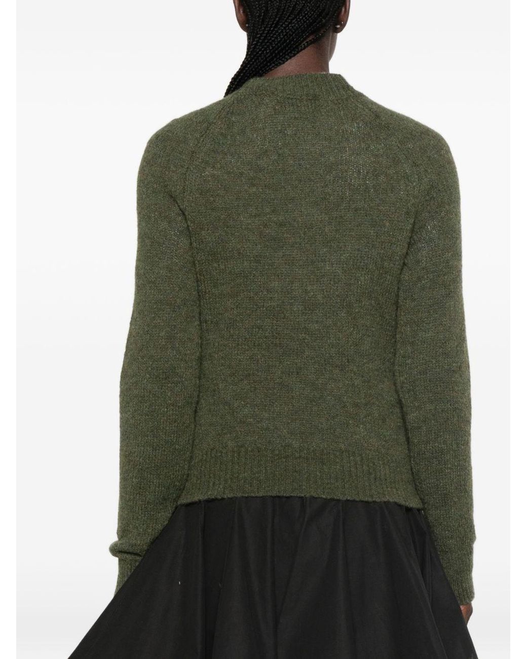Dries Van Noten Green Texas Wool Crewneck Sweater