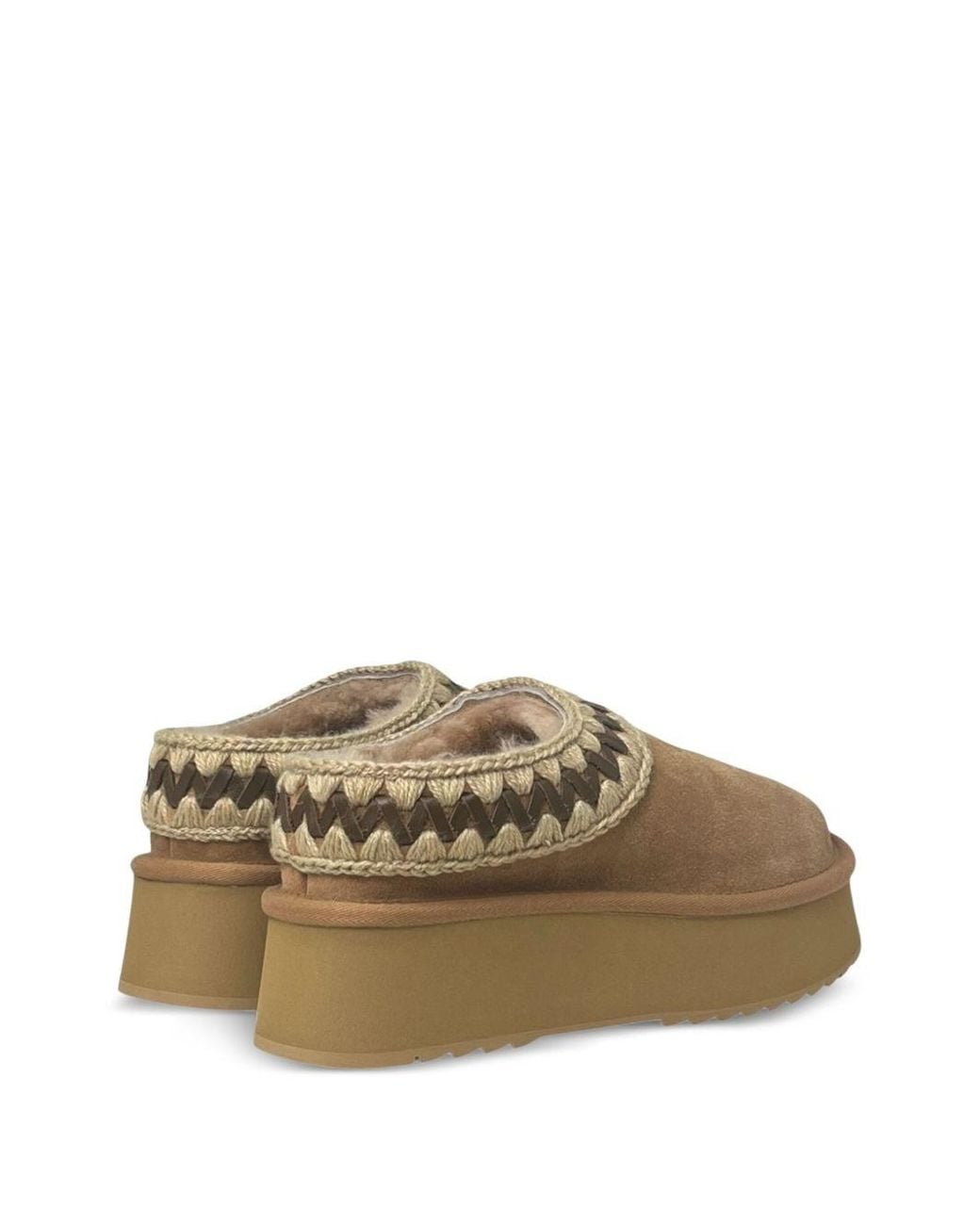 Mou Brown Platform Clog Suede Slippers