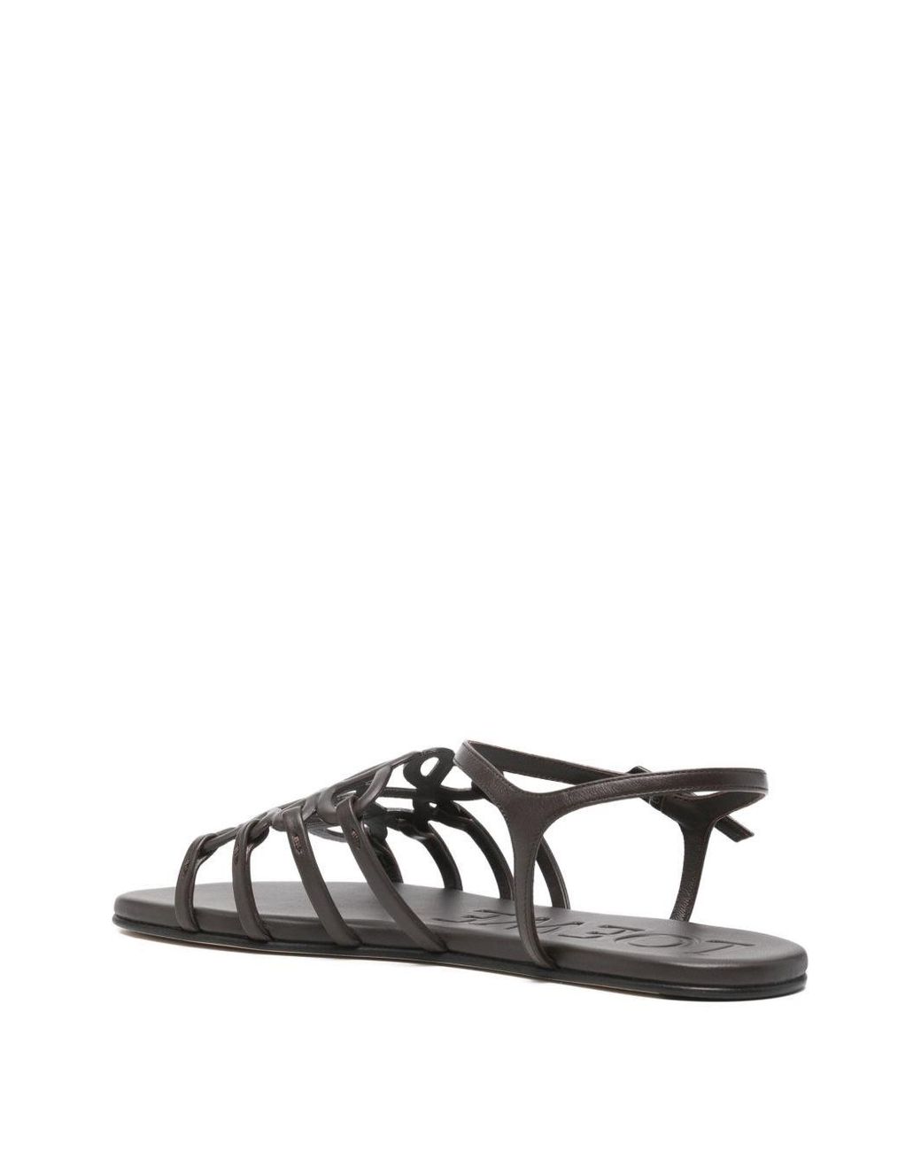 Loewe White Petal Anagram Leather Sandals