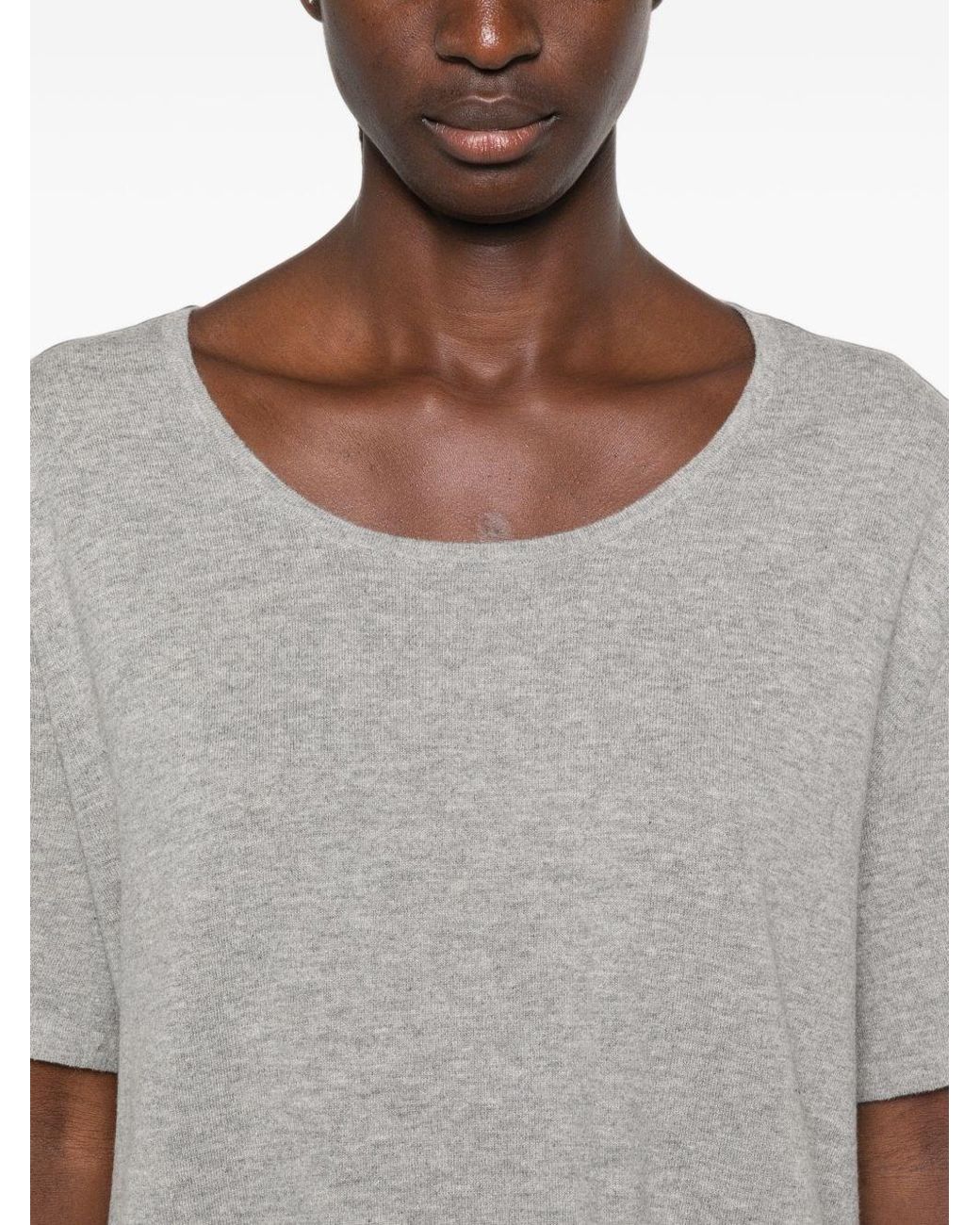 The Row Gray Pirro Cotton And Cashmere Top