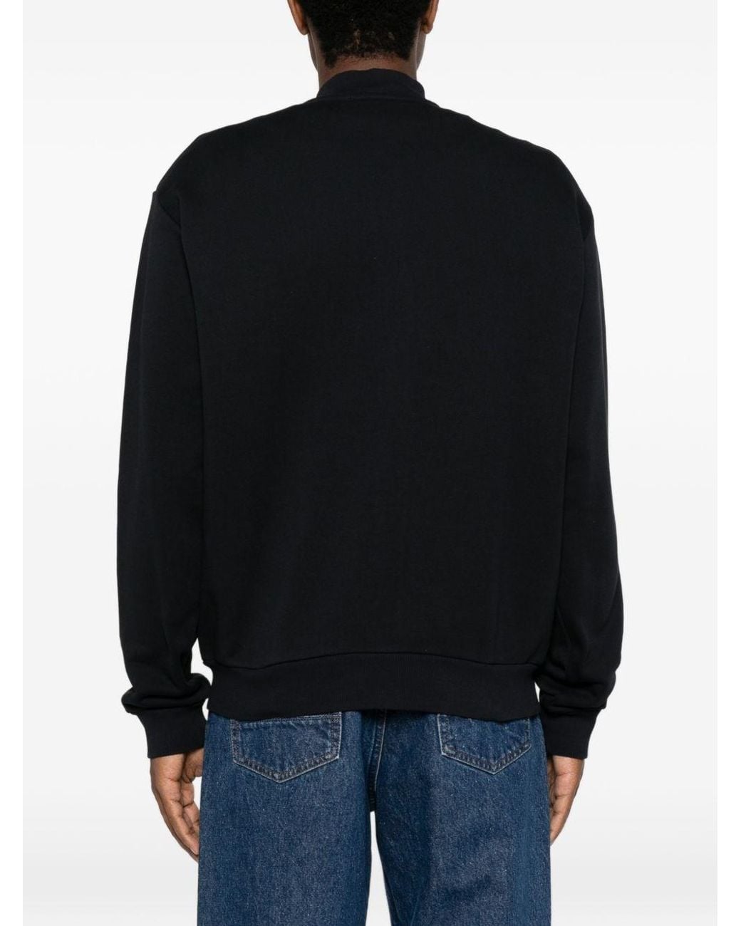 Emporio Armani Black Logo Cotton Bomber Jacket for men