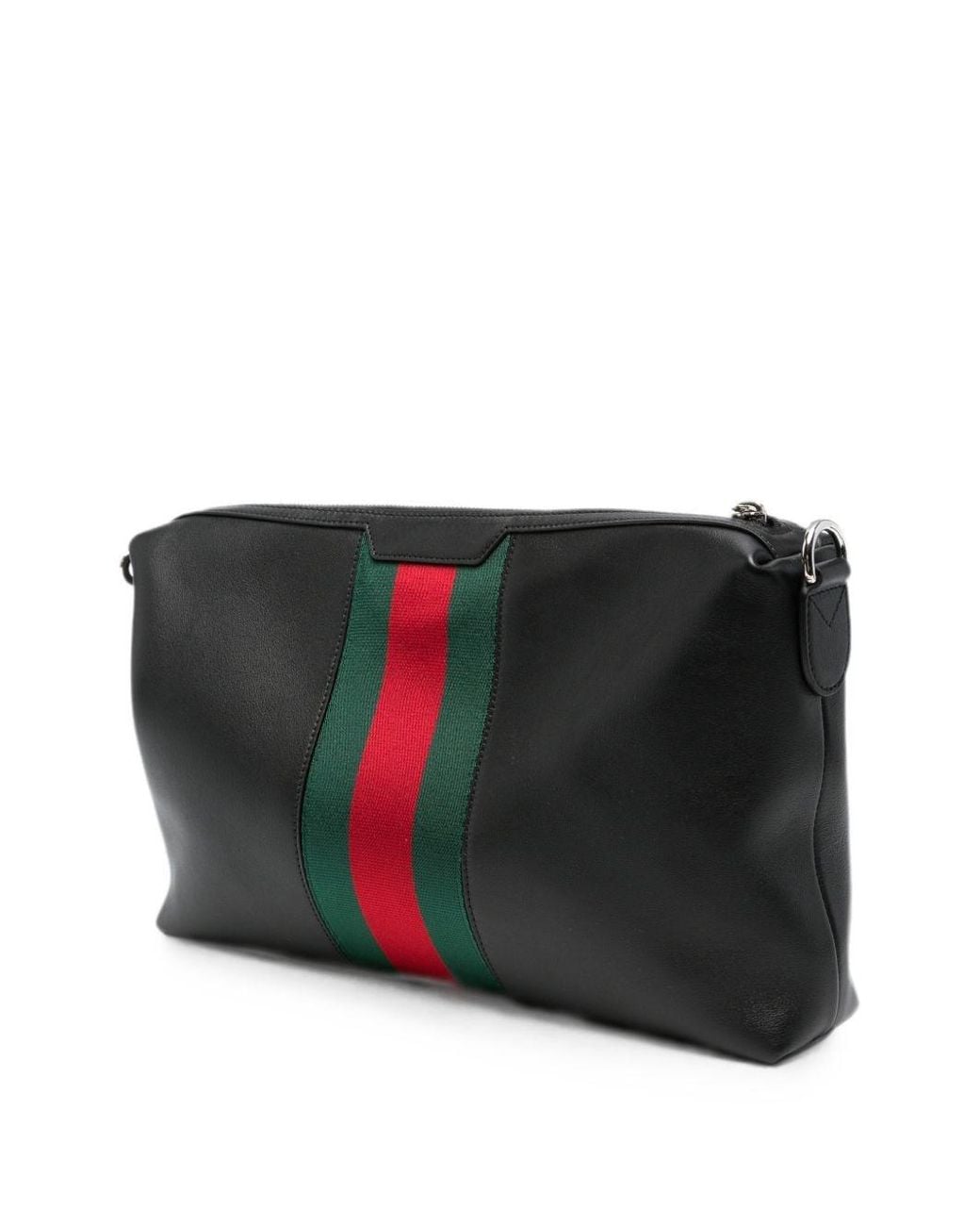 Gucci Black Web Detail Leather Crossbody Bag for men