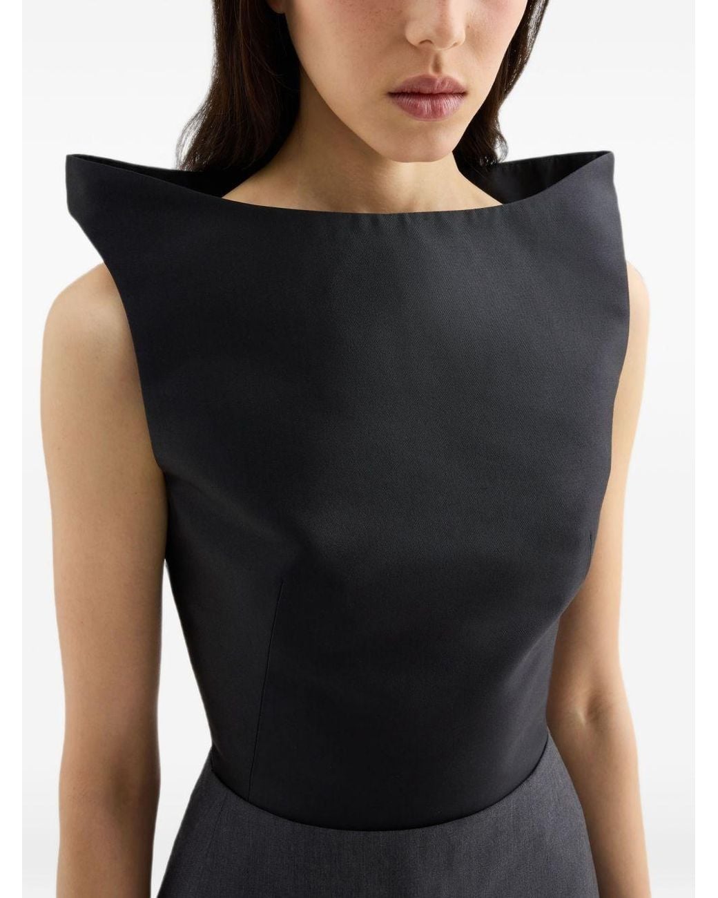 Jil Sander Blue Silk And Wool Cropped Top