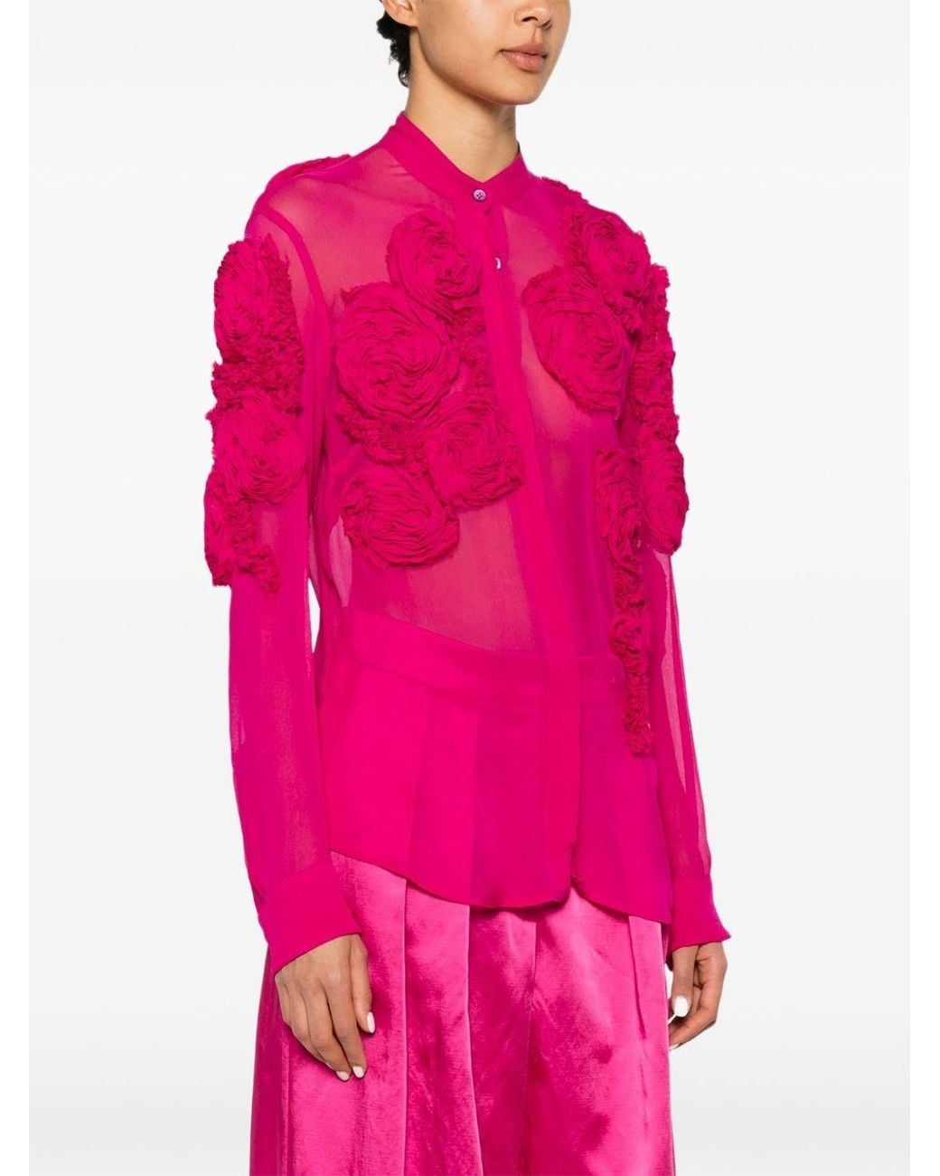 Dries Van Noten Chowsa Embroidered Blouse in Pink | Lyst UK