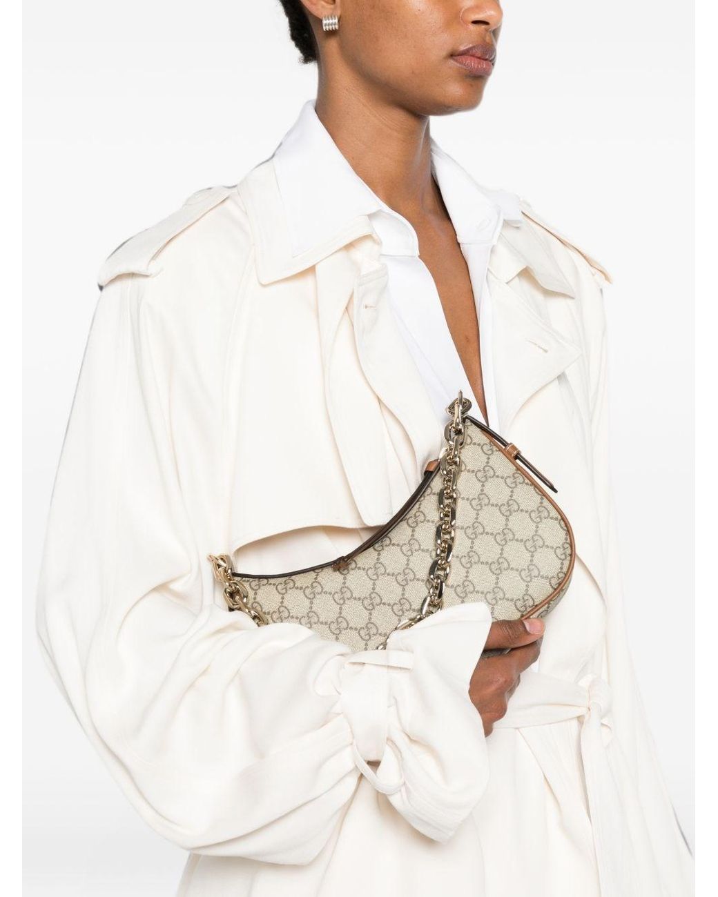Gucci Natural Gg Emblem Small Shoulder Bag