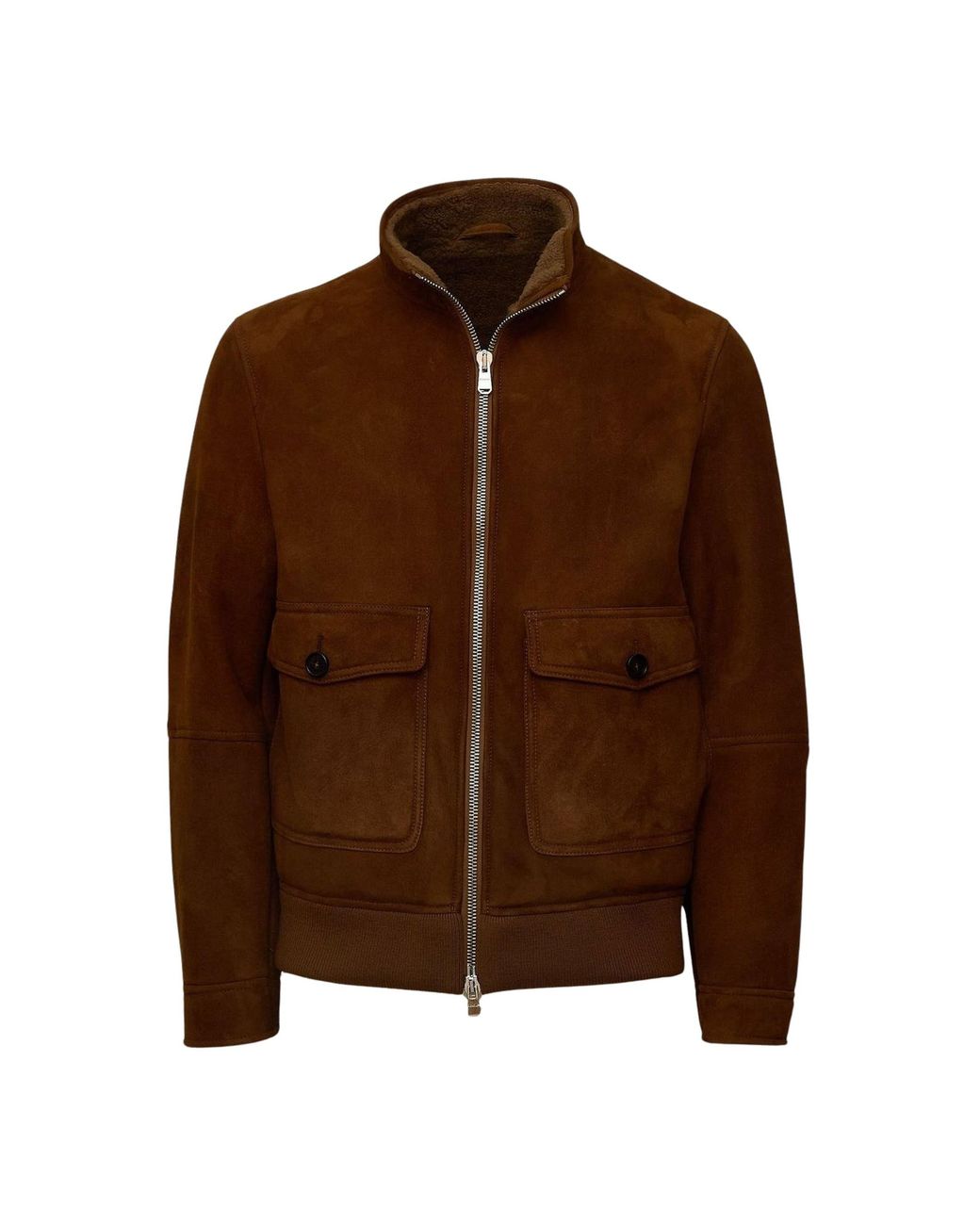 Dondup Brown Stand-Collar Shearling Jacket for men