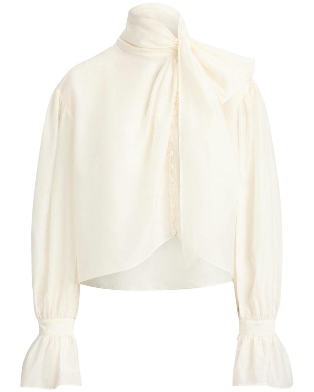 Polo Ralph Lauren White Tie-Bow Organdy Shirt