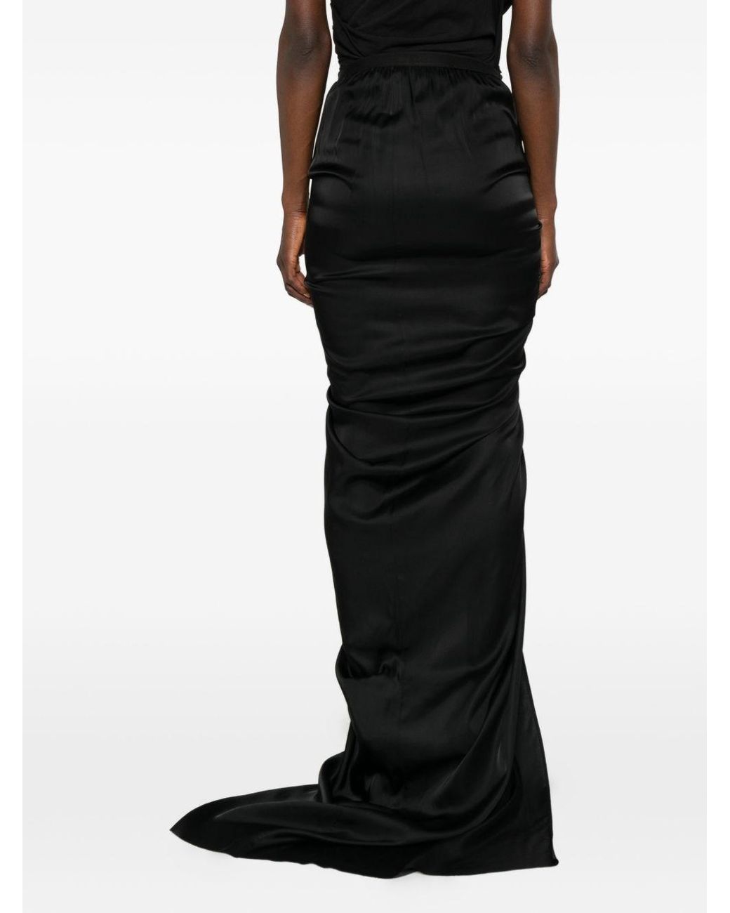 Rick Owens White Asymmetric Long Skirt