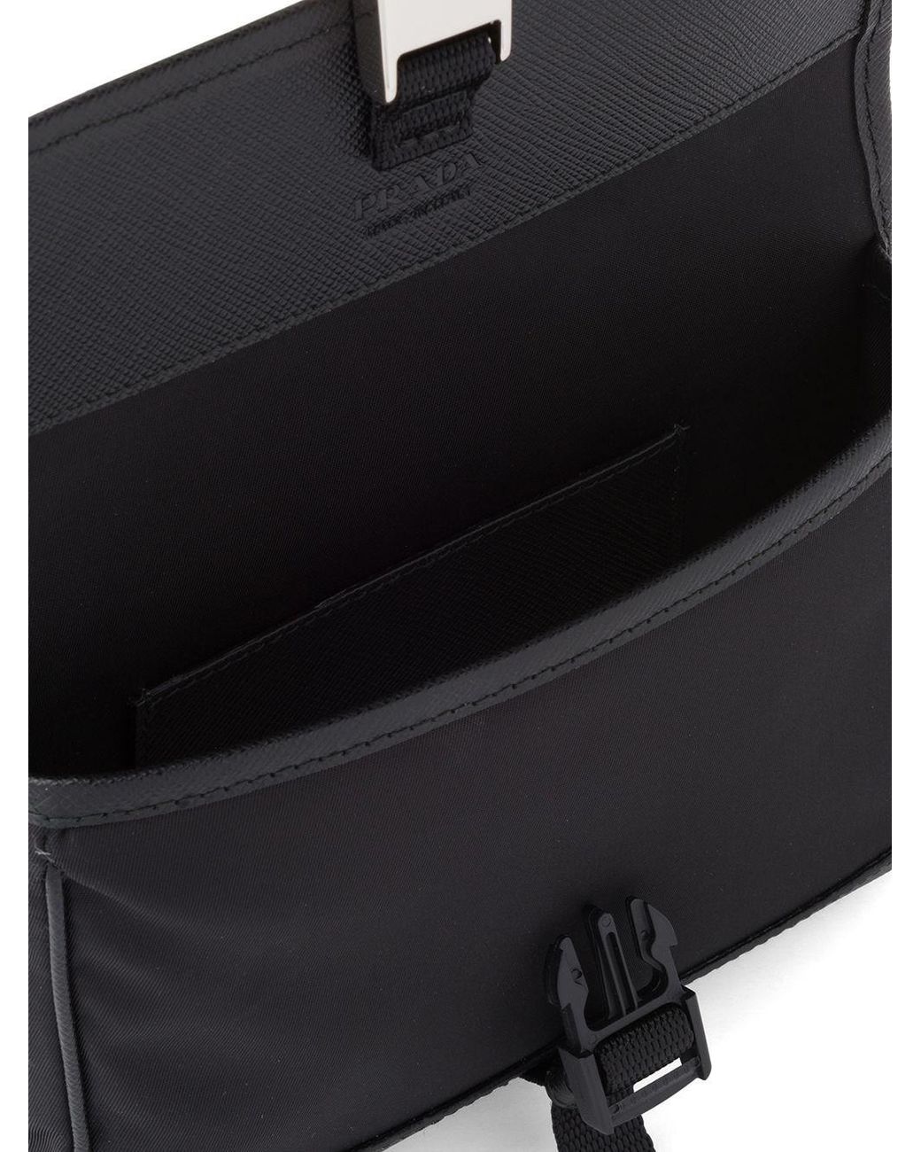Prada Black Re-Nylon And Saffiano Leather Smartphone Case for men