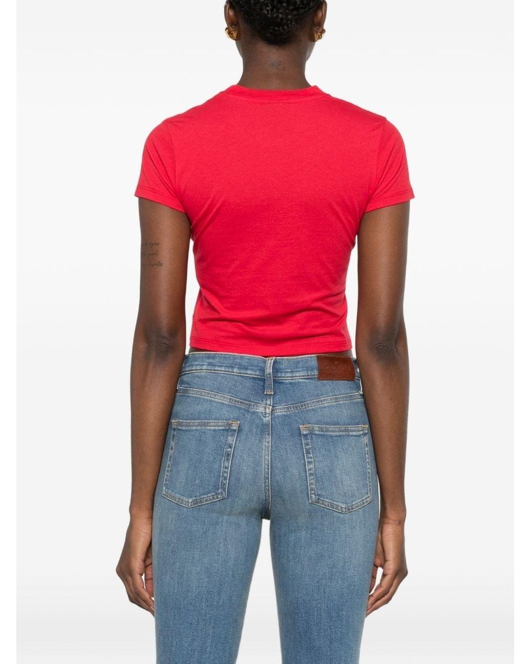 Gucci Red Logo Cotton T-Shirt