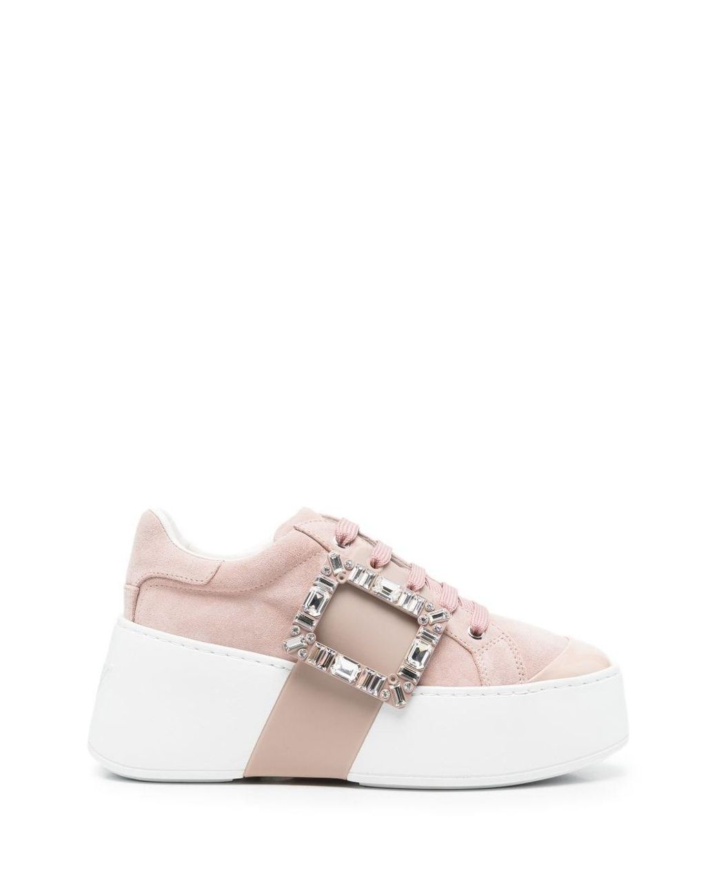Roger Vivier Pink Viv Skate High Strass Leather Sneakers