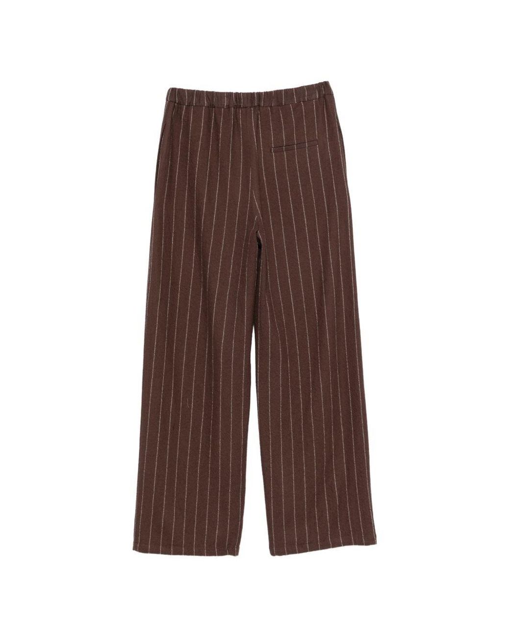 Alysi Brown Wool Striped Wide-Leg Trousers