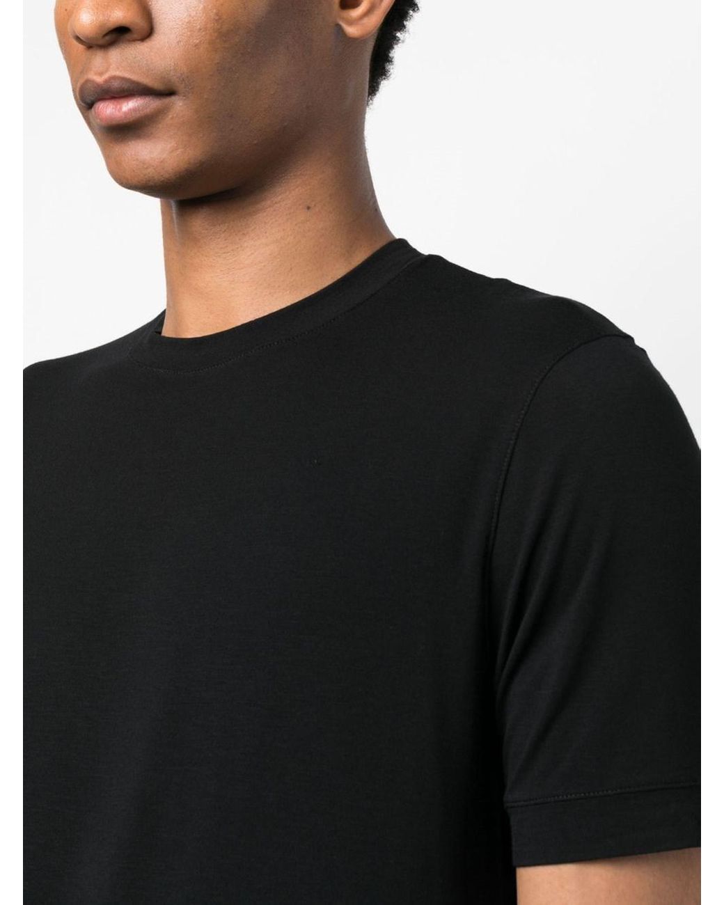 Giorgio Armani Black Crew Neck T-Shirt With Stretch Fabric for men