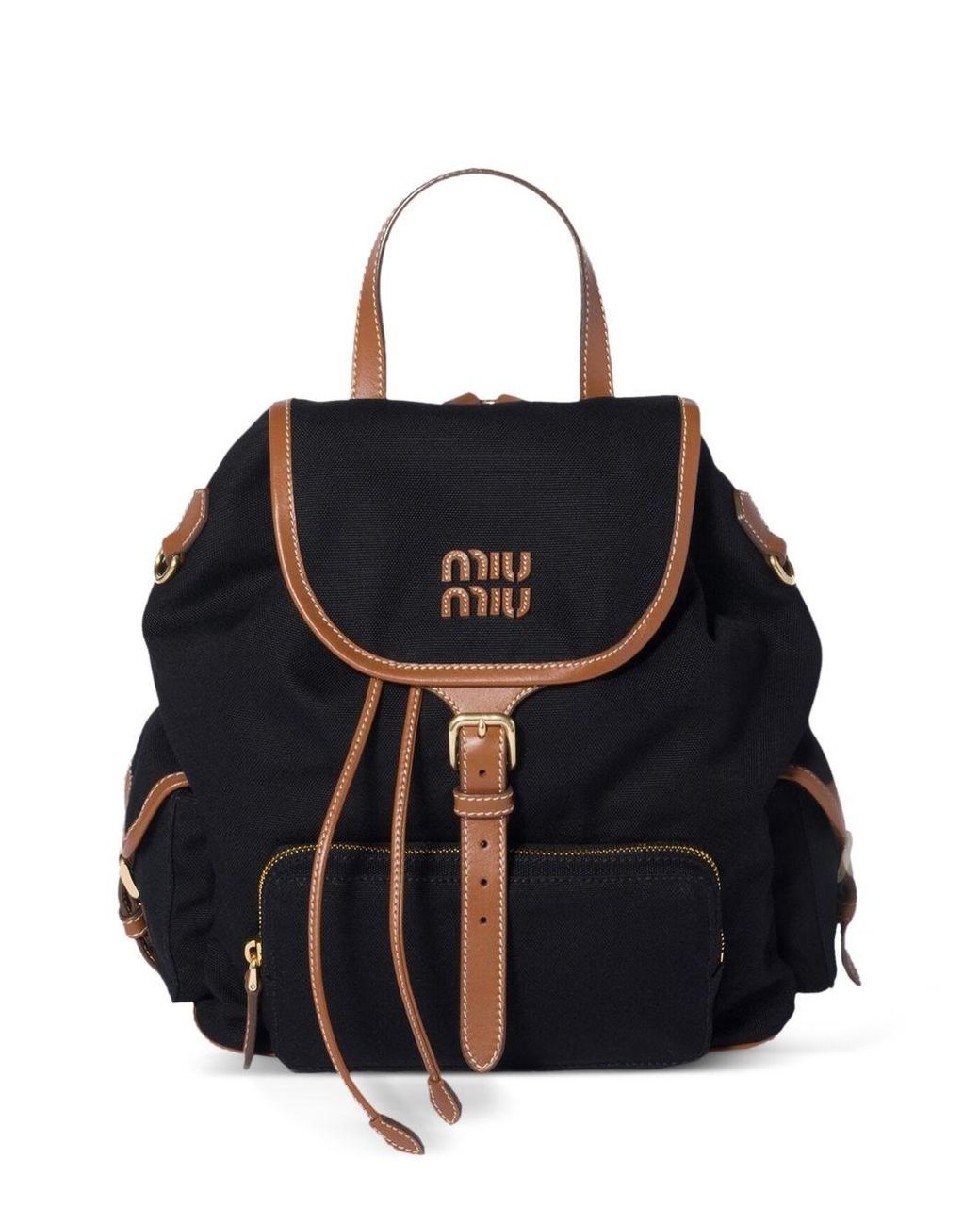 Miu Miu Black Canvas And Leather Large Backpack