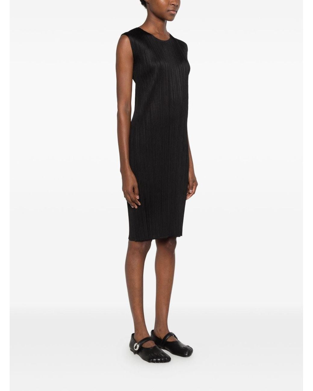 Pleats Please Issey Miyake Black Pleated Short Dress