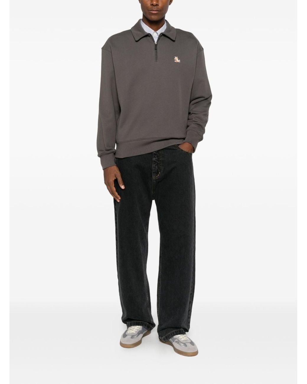 Maison Kitsuné Gray Chillax Fox Cotton Sweatshirt for men