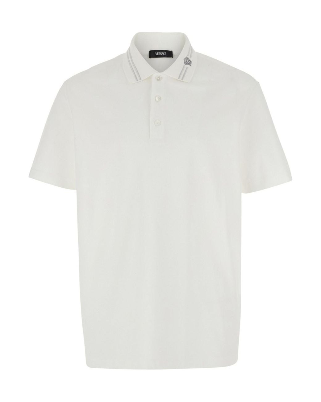Versace White Cotton Polo Shirt for men