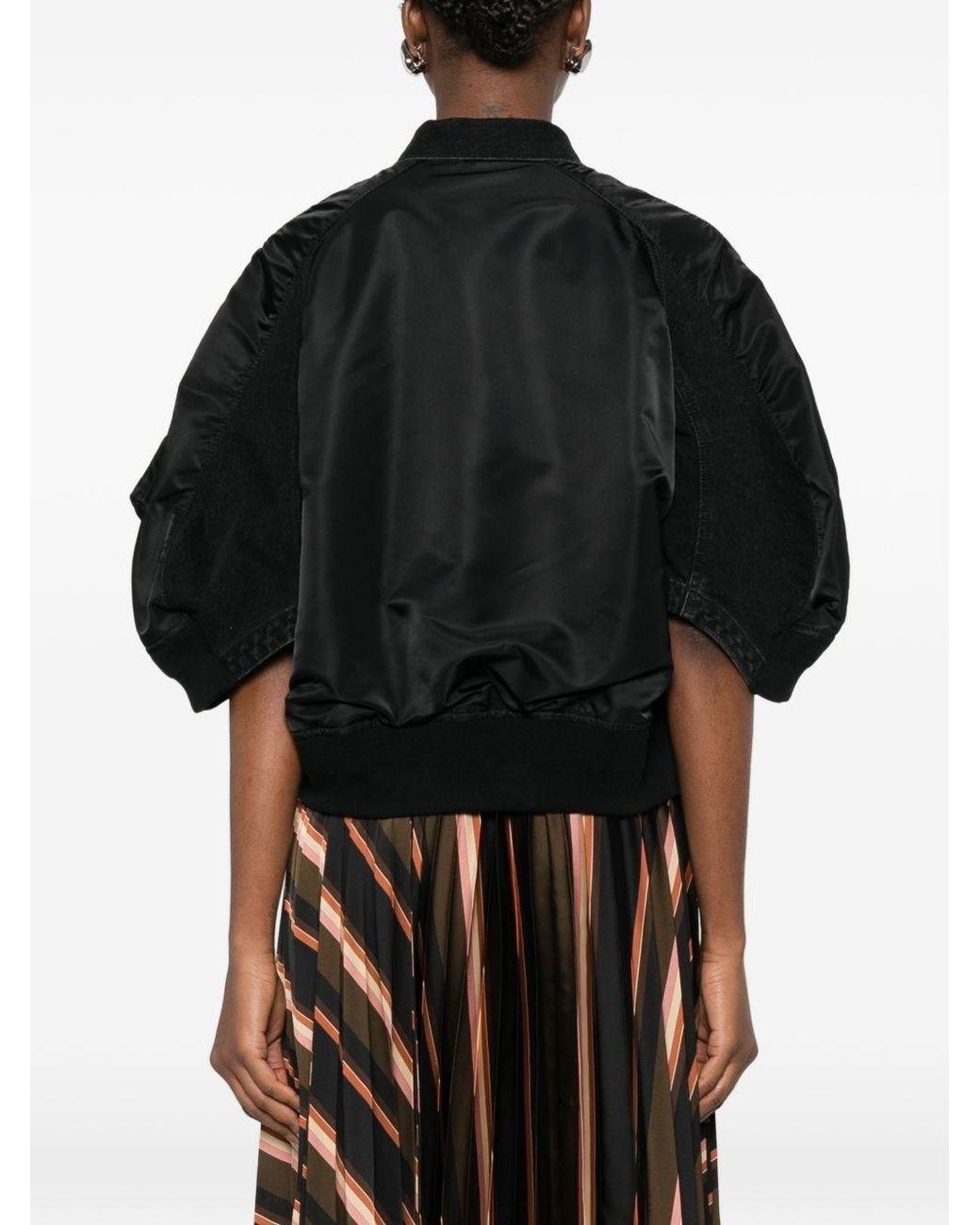 Sacai Black Nylon And Denim Jacket