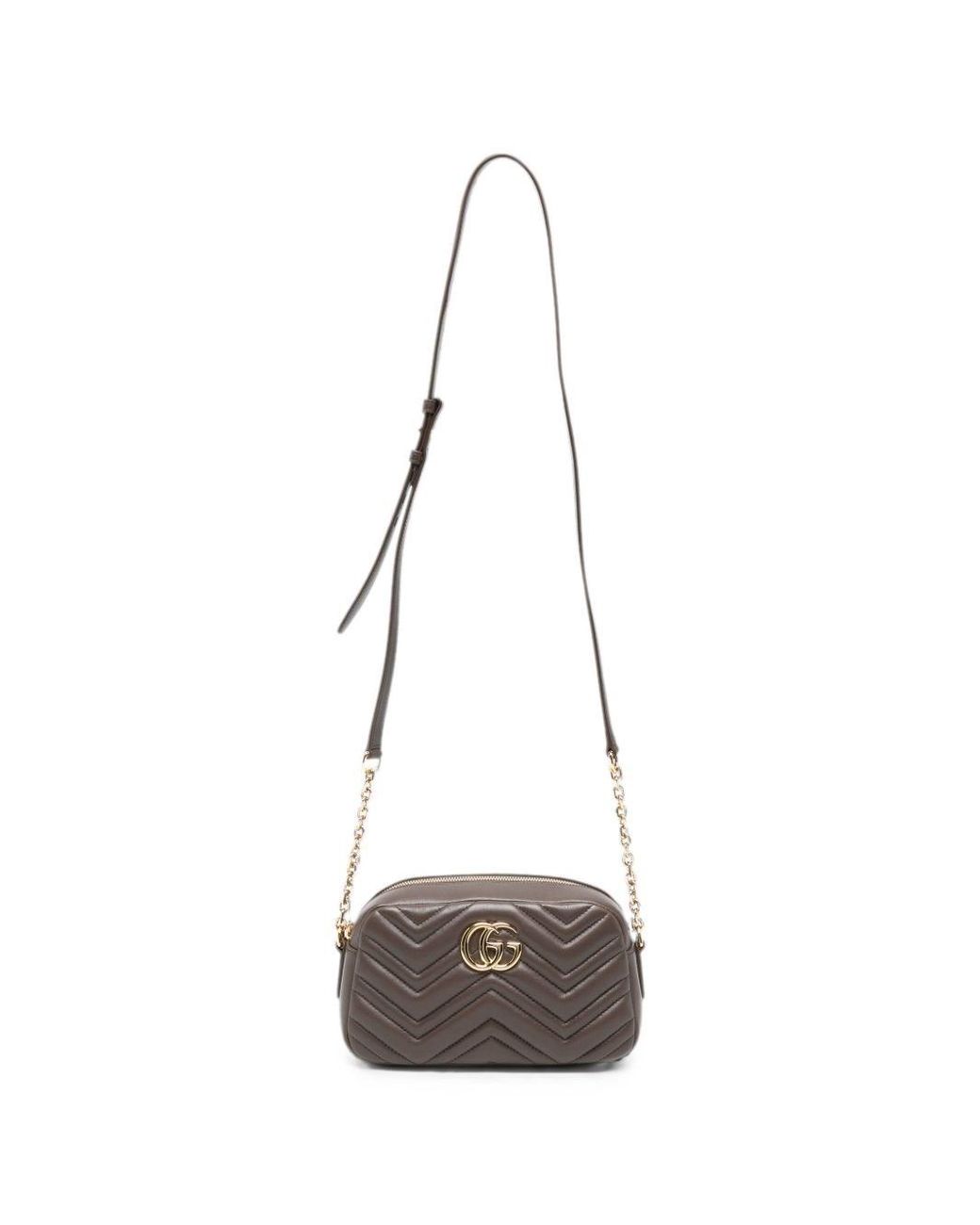 Gucci White Gg Marmont Small Leather Camera Bag