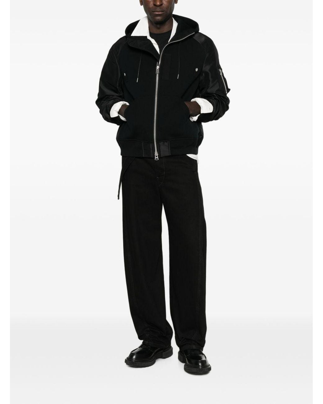Sacai Black Zipped Sweatshirt for men