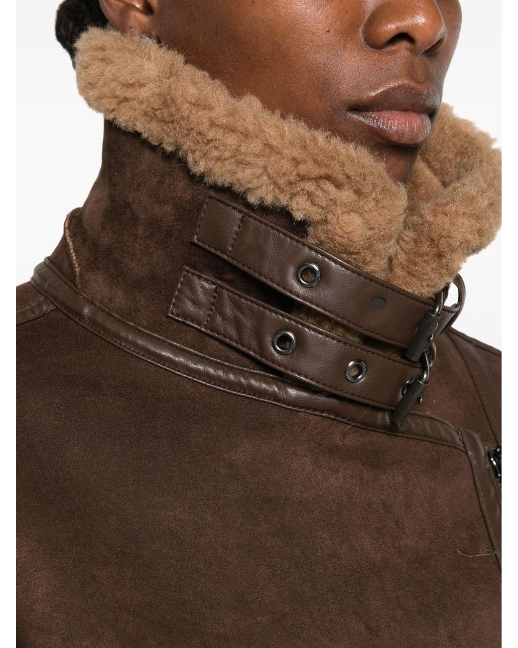 Molliolli Brown Velin Faux Leather Jacket By